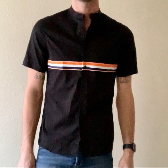 ASOS Other - ASOS Mandarin collar chest stripe button down GUC